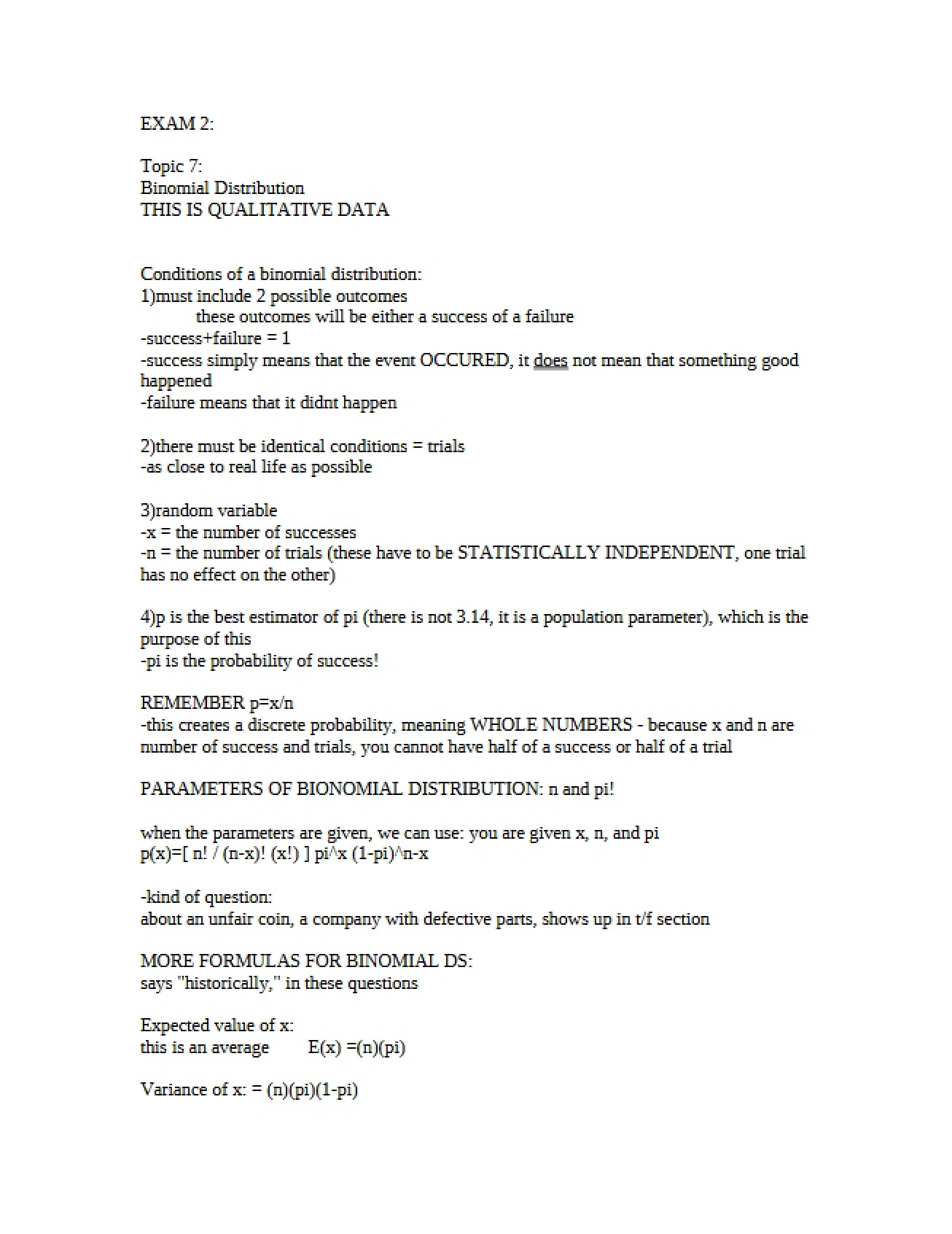 Business Statistics Exam 2