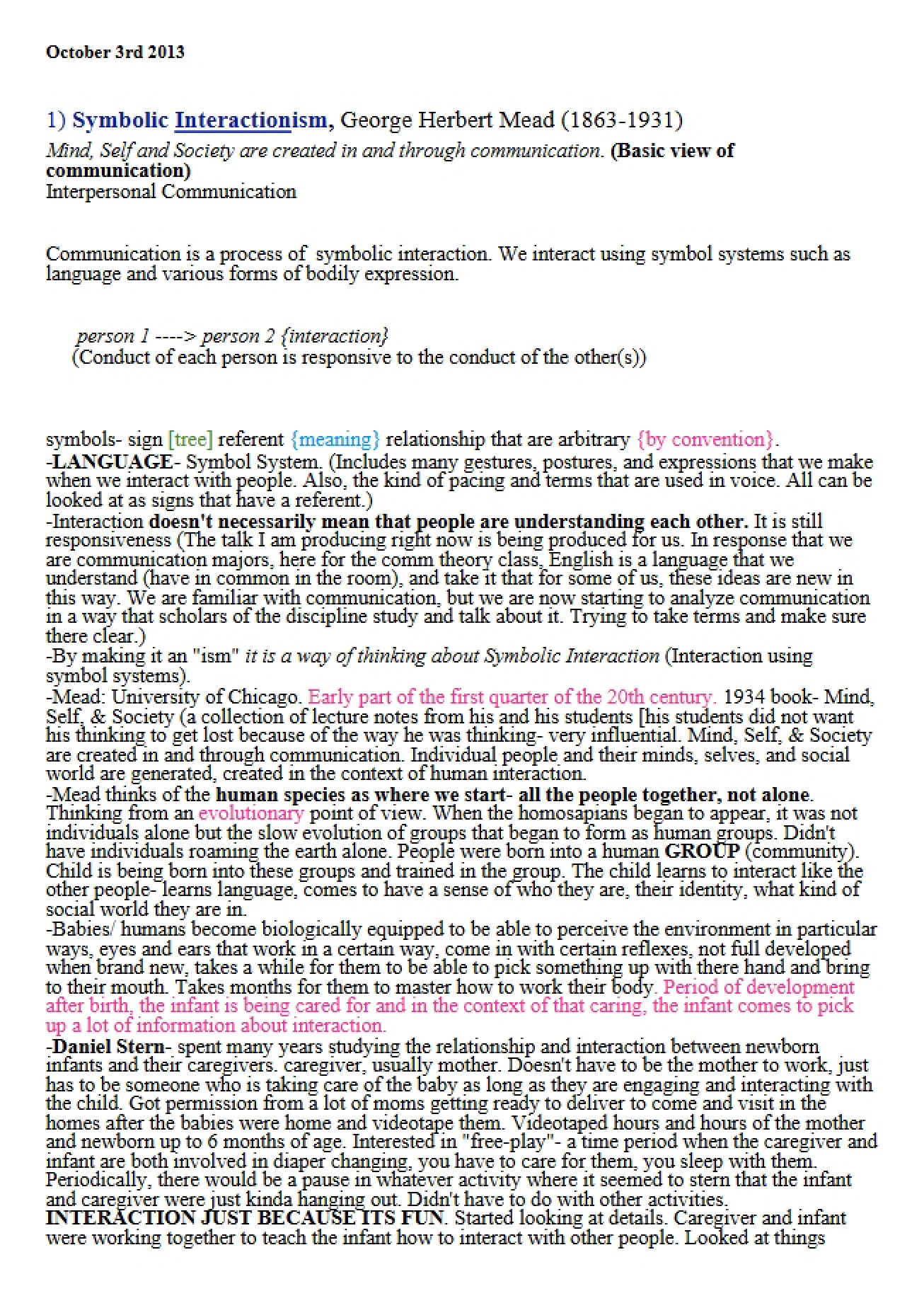 Interactionism via Symbols