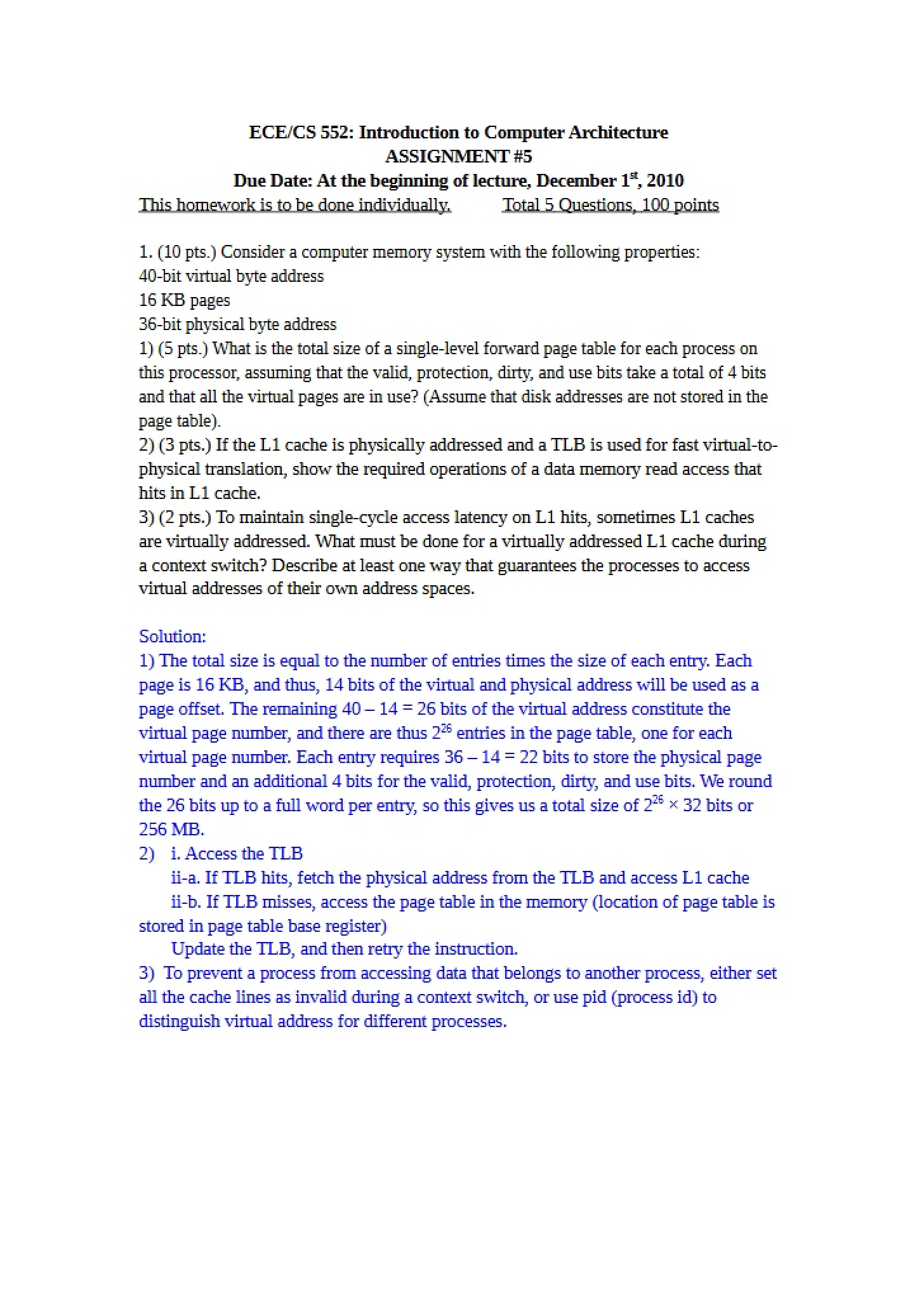 HW5 Solution (Fall 10)
