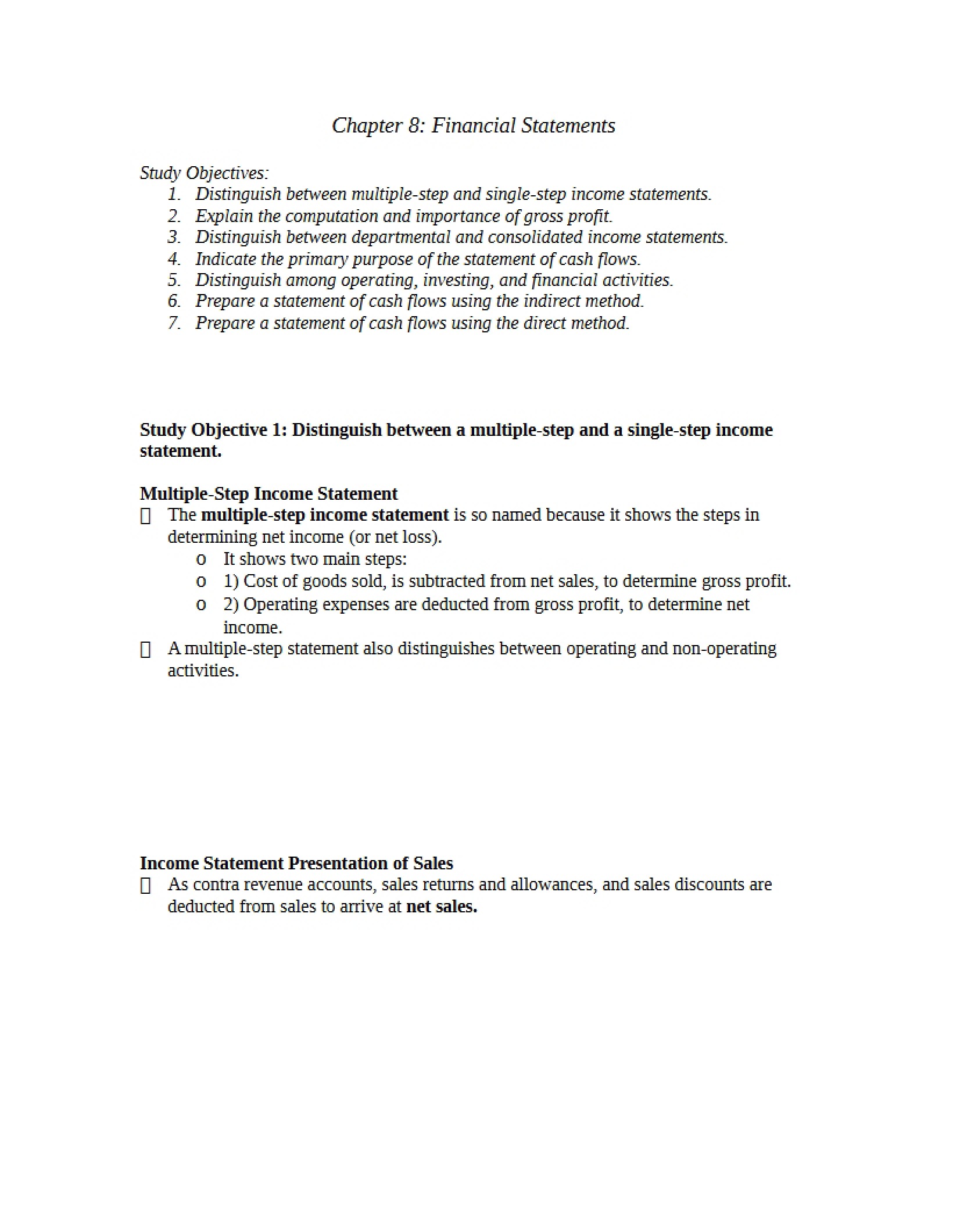 Statements of Finances