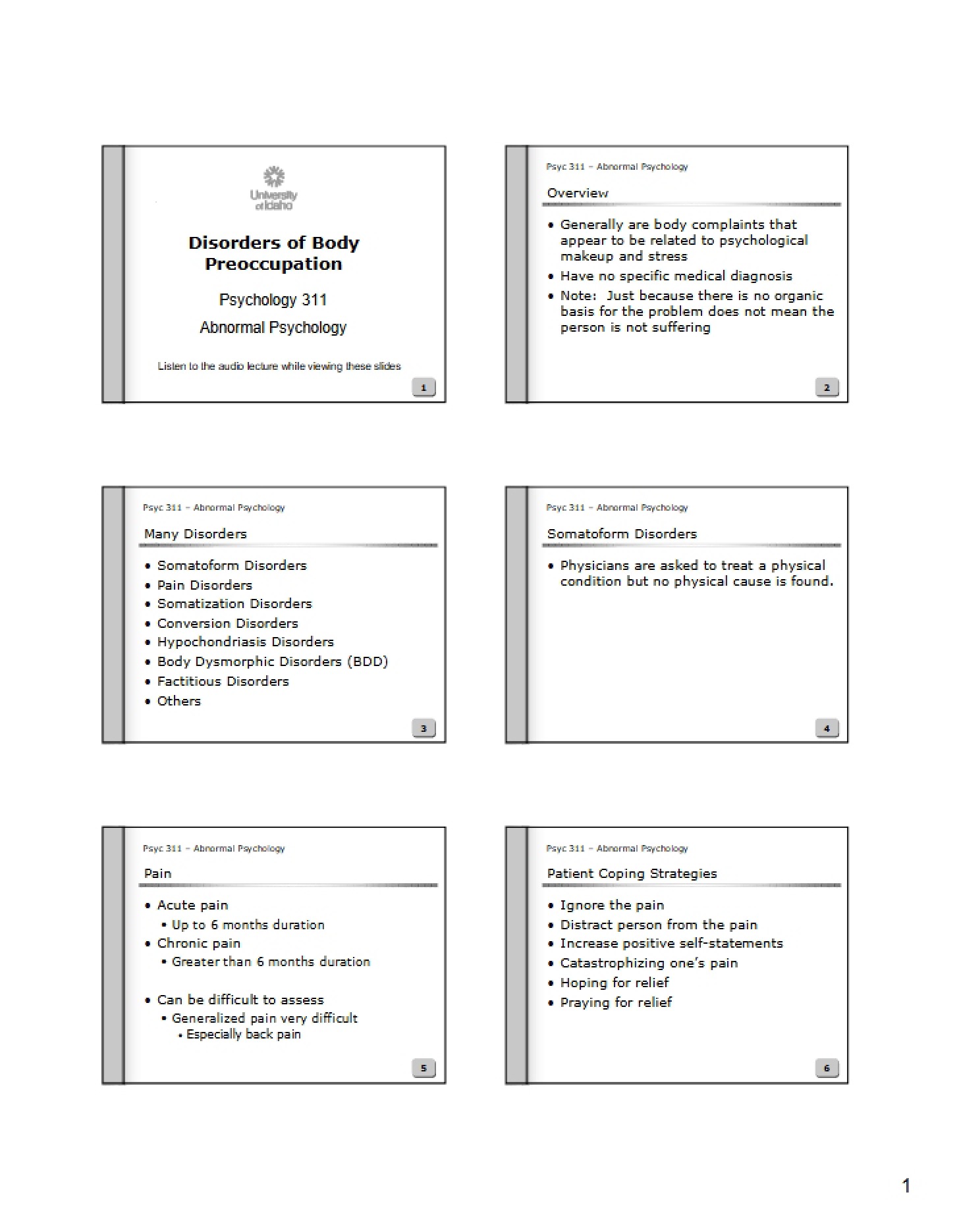 Body Preoccupation Disorders