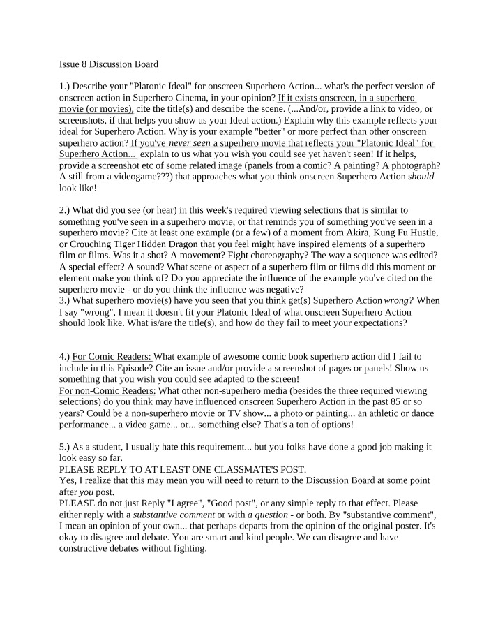 Discussion Board - Issue 8