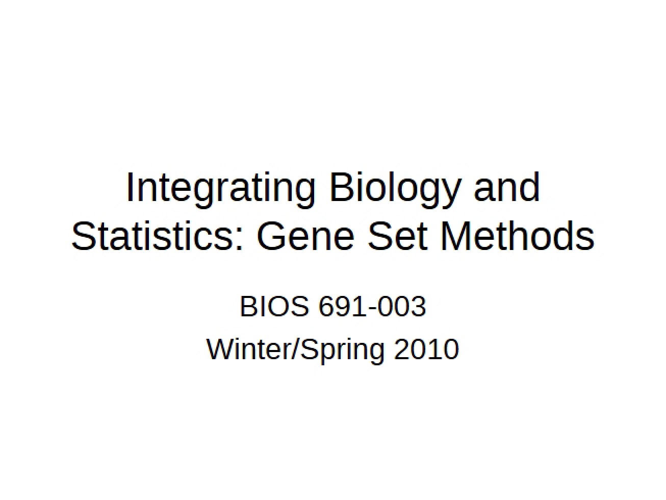 Methodologies for Gene Sets