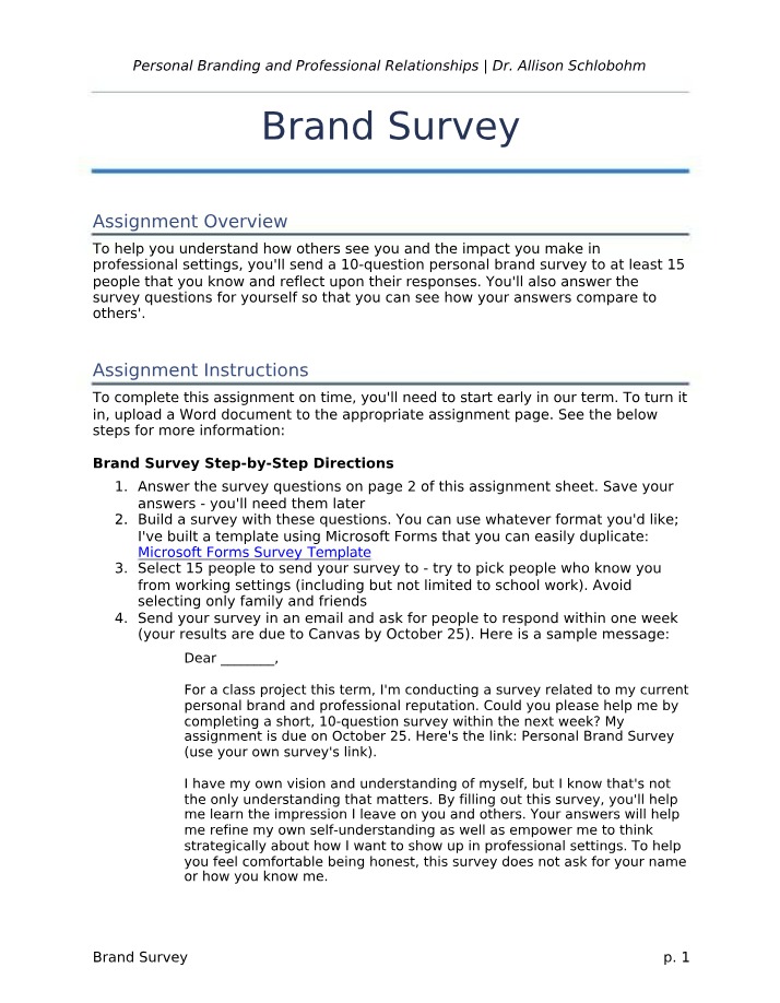 Brand Survey Assignment