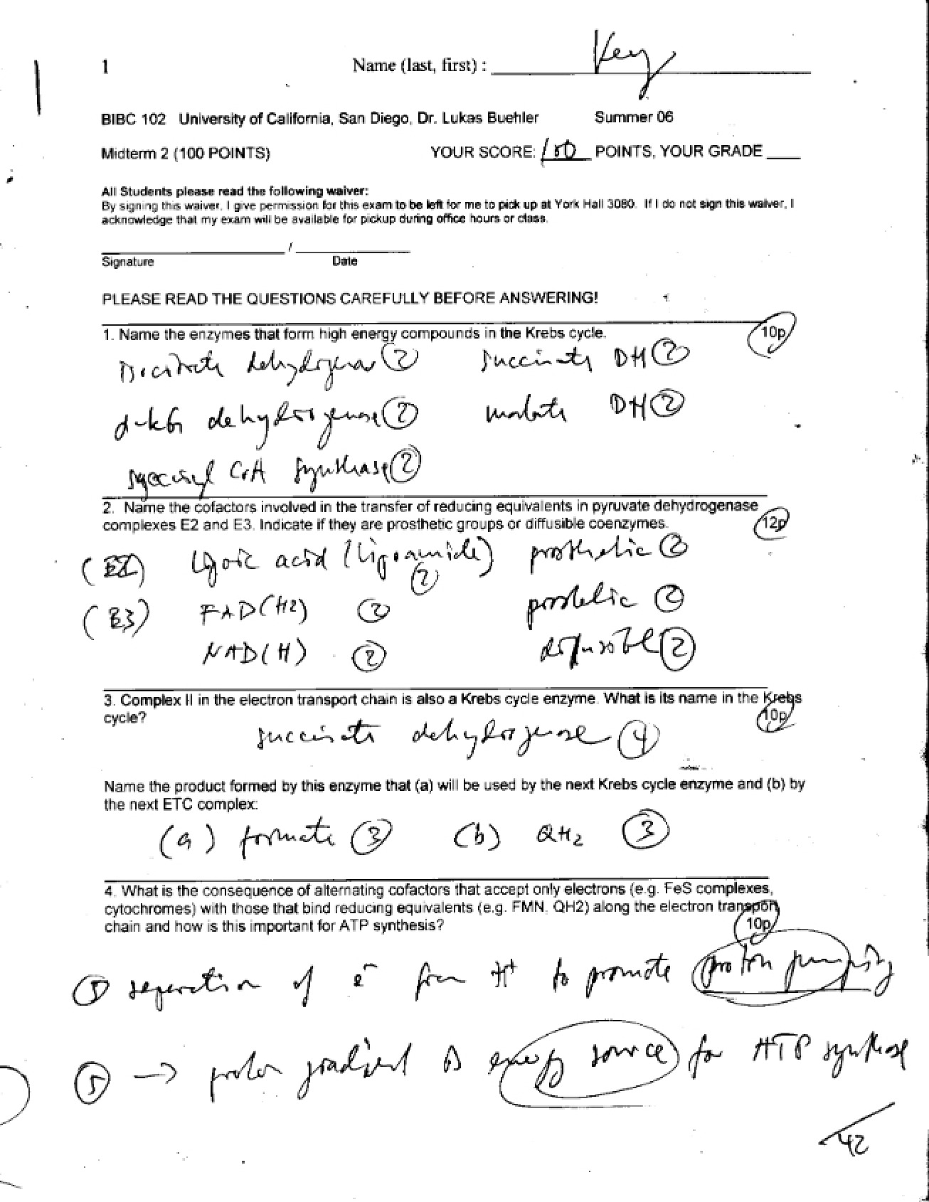 Second Midterm for Metabolic Biochemistry