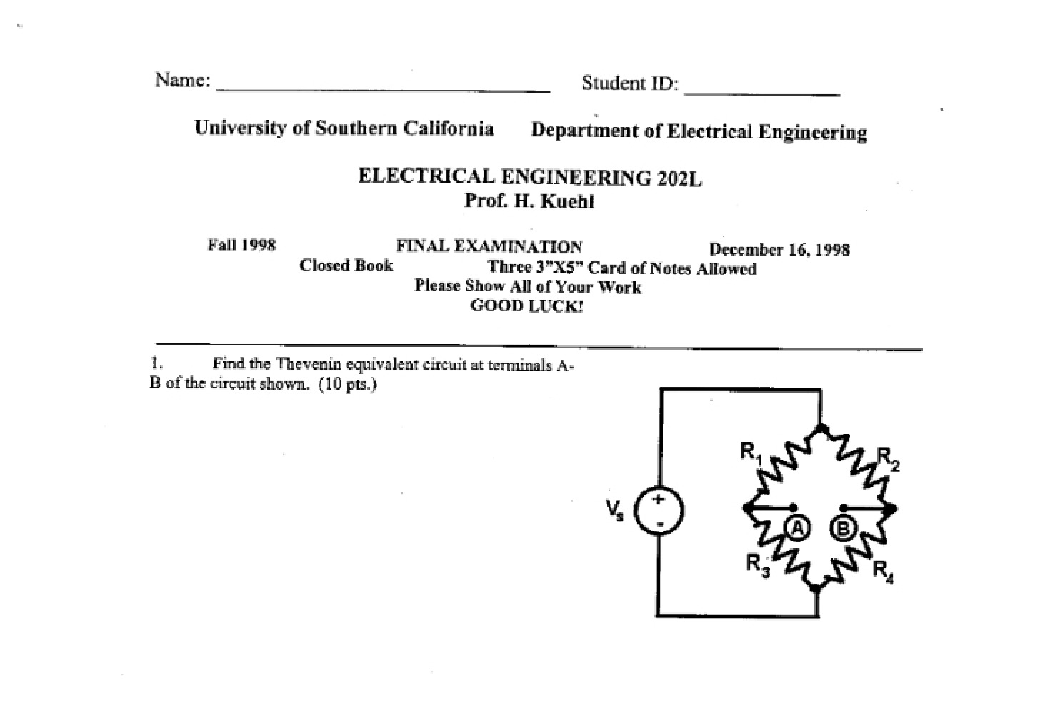 Fall 98 Final Exam