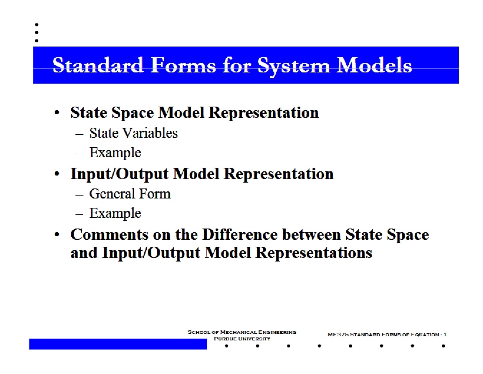 Equation Standard Forms