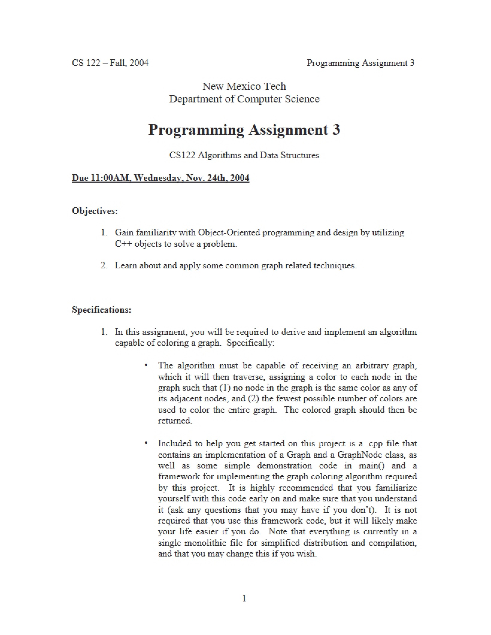 Assignment 3 Programming
