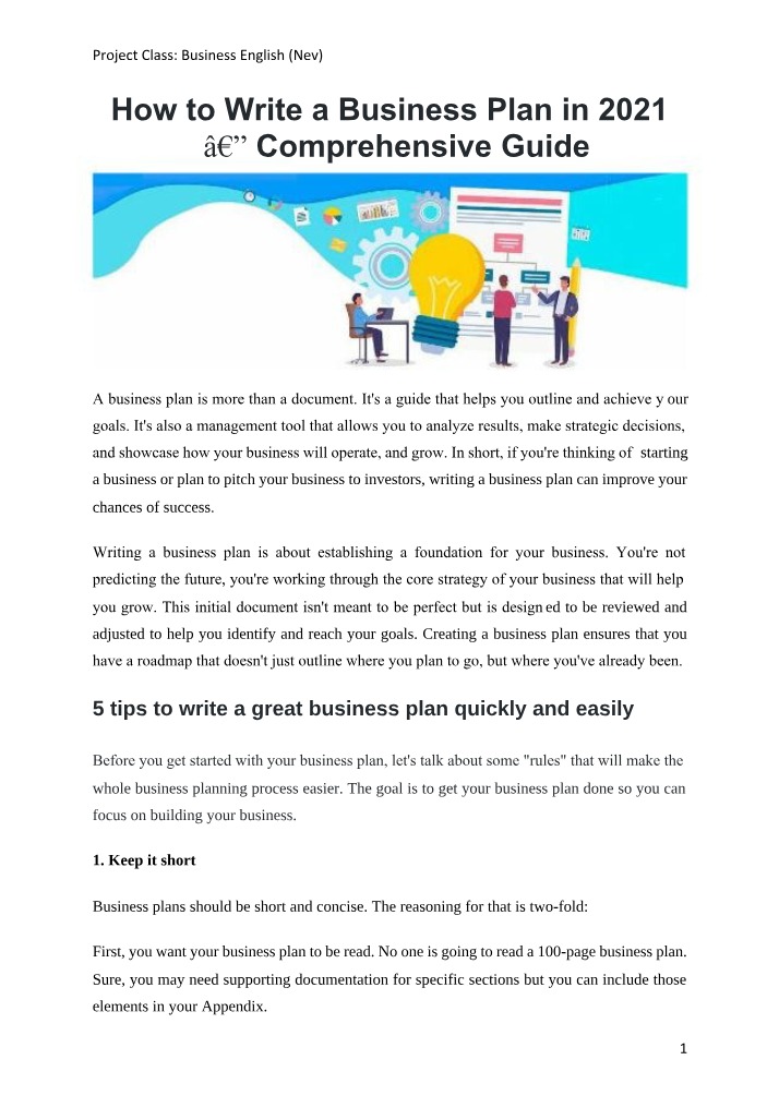 Writing a Business Plan - A Guide for Success
