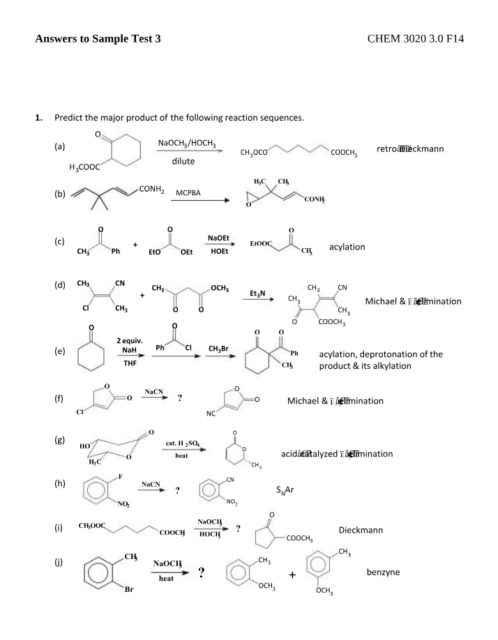 Sample Test 3 Answers