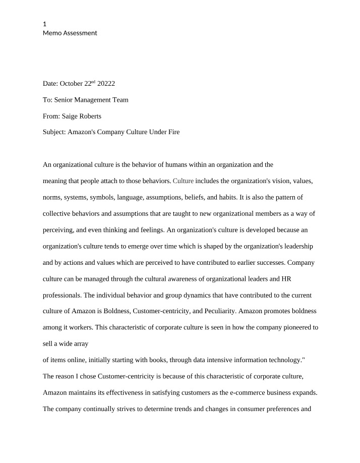 Assessment Memo