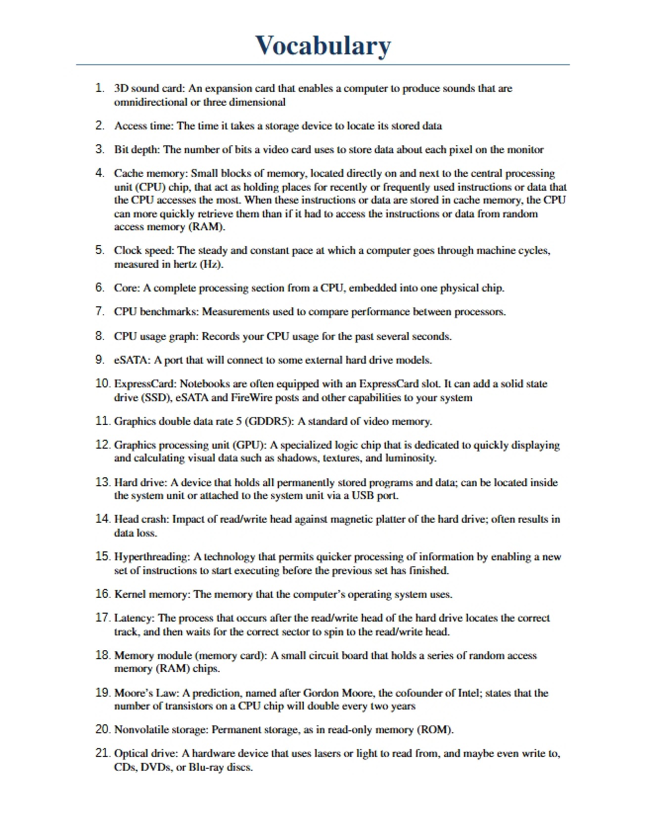 Terms and Vocabulary