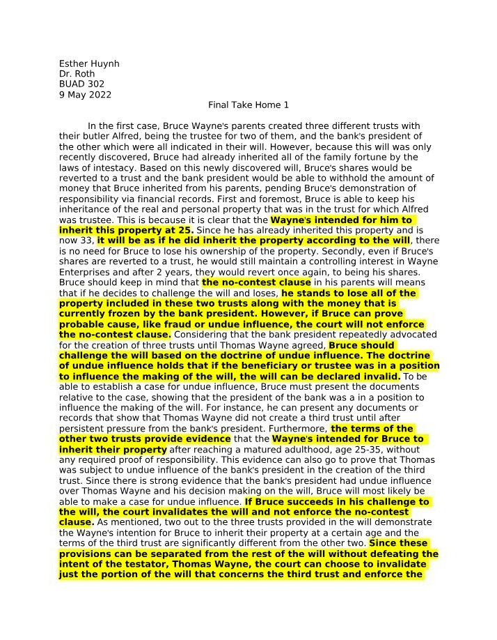 BUAD 302 - Part 1 Final