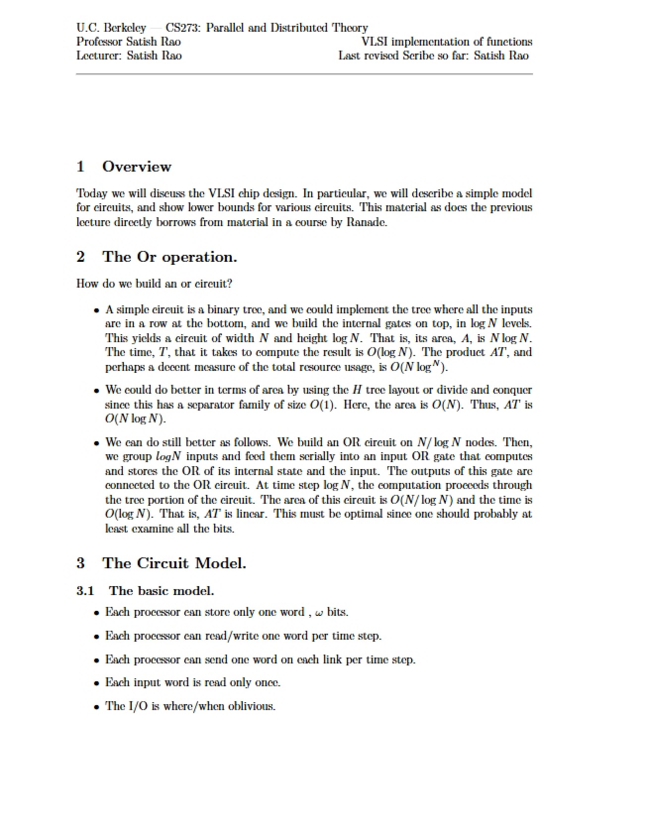 Class Notes for Parallel Computation