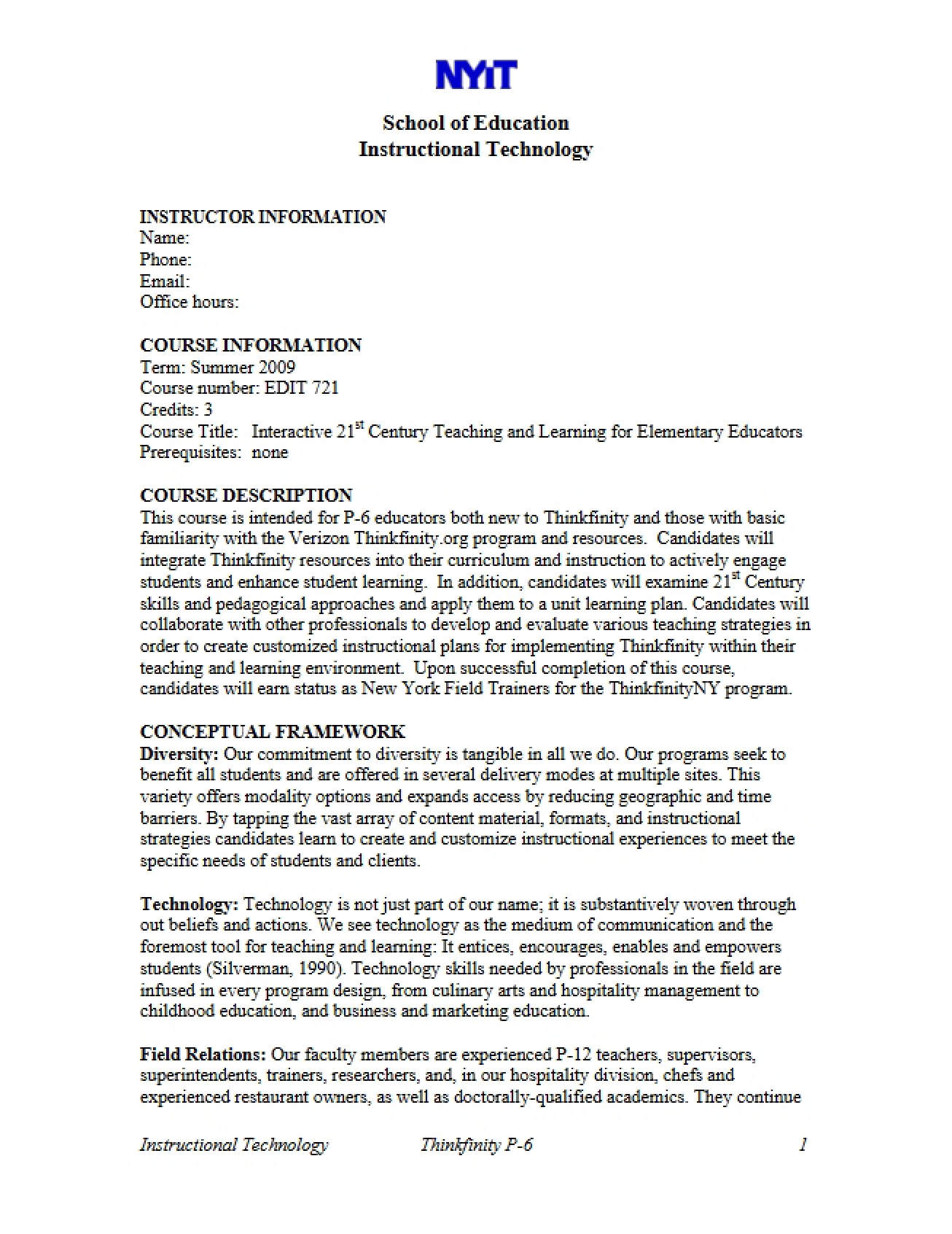 Technology for Instruction