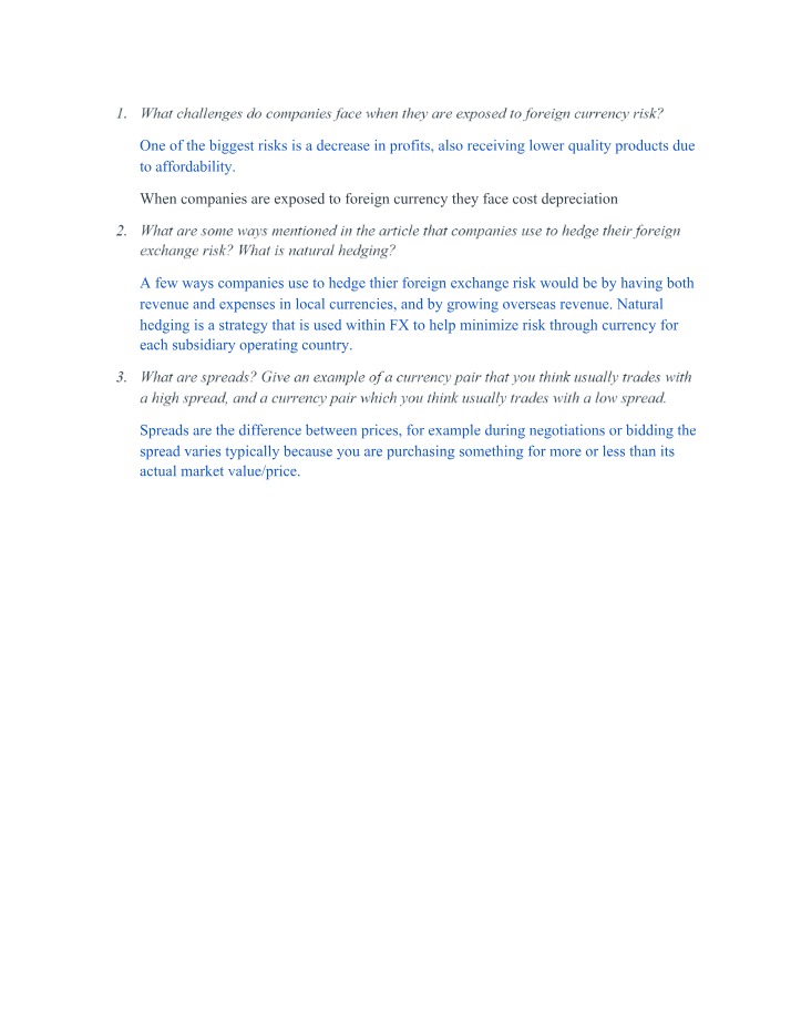 Solutions and Challenges for Foreign Currency Risk
