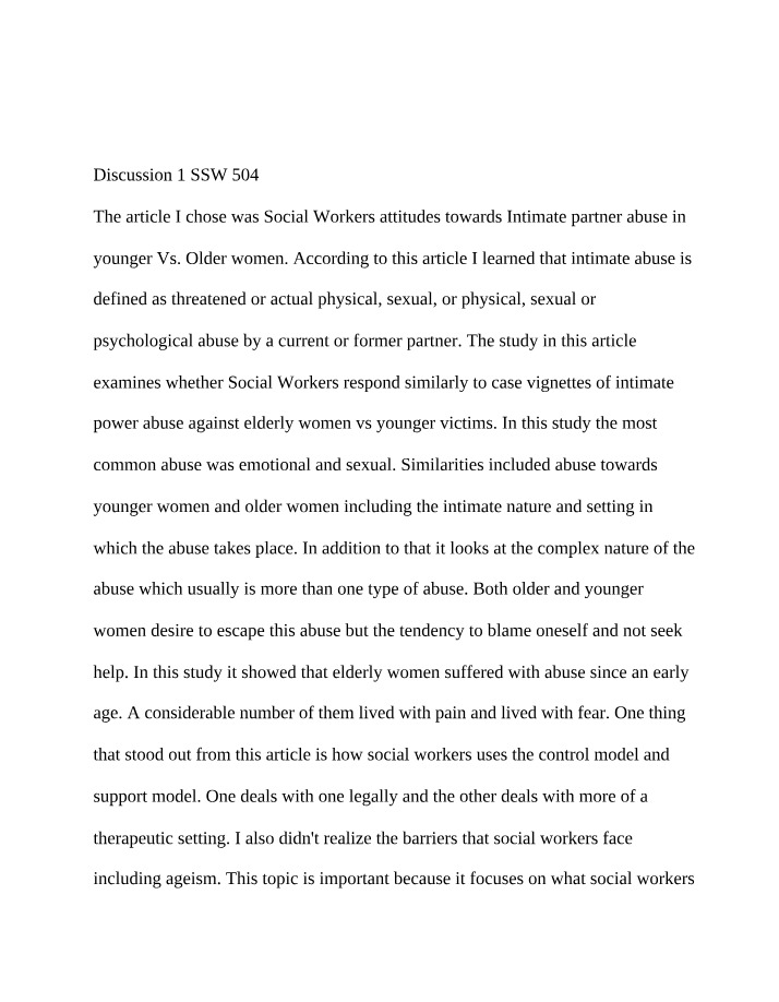 SSW 504 - Discussion 1