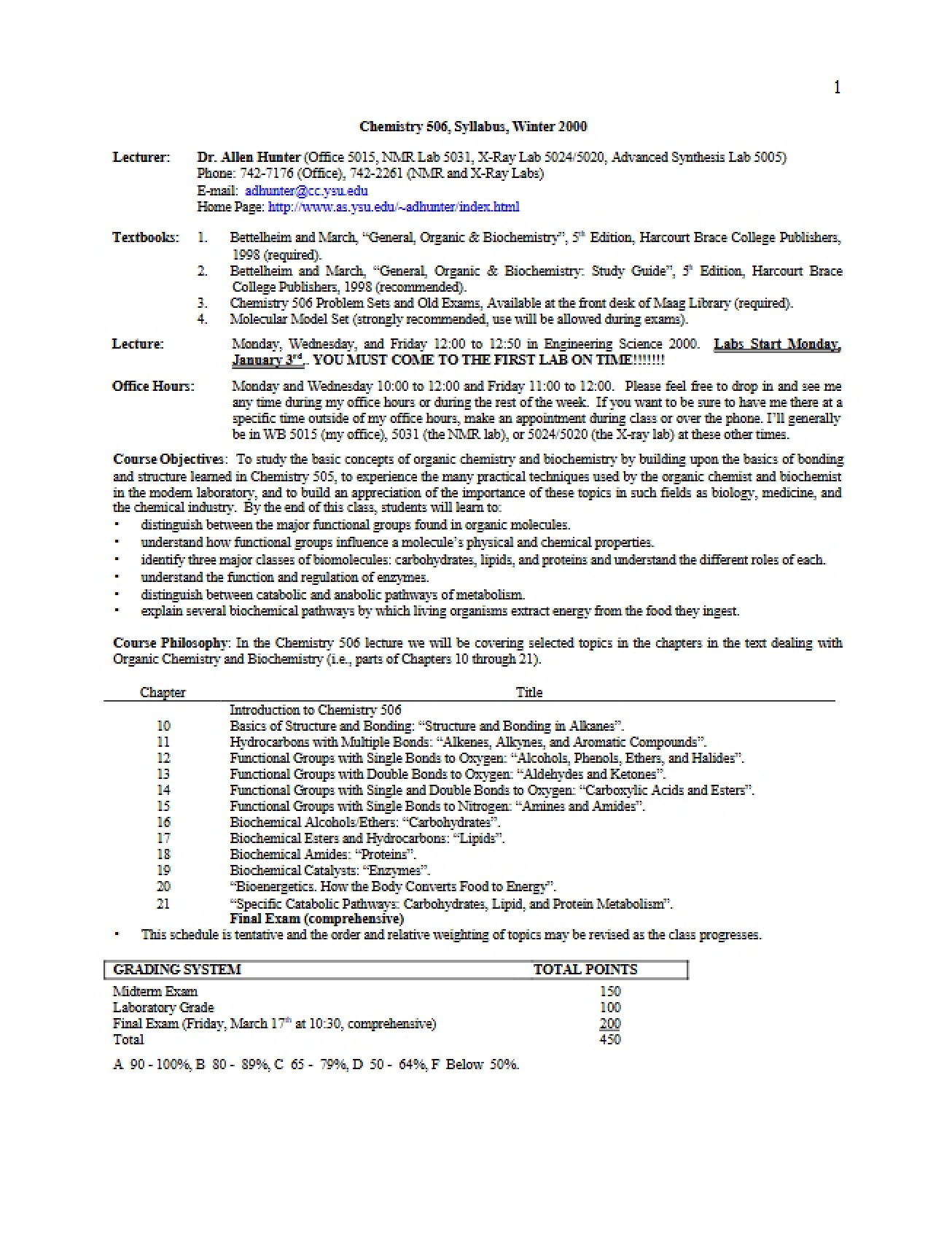 Class Syllabus