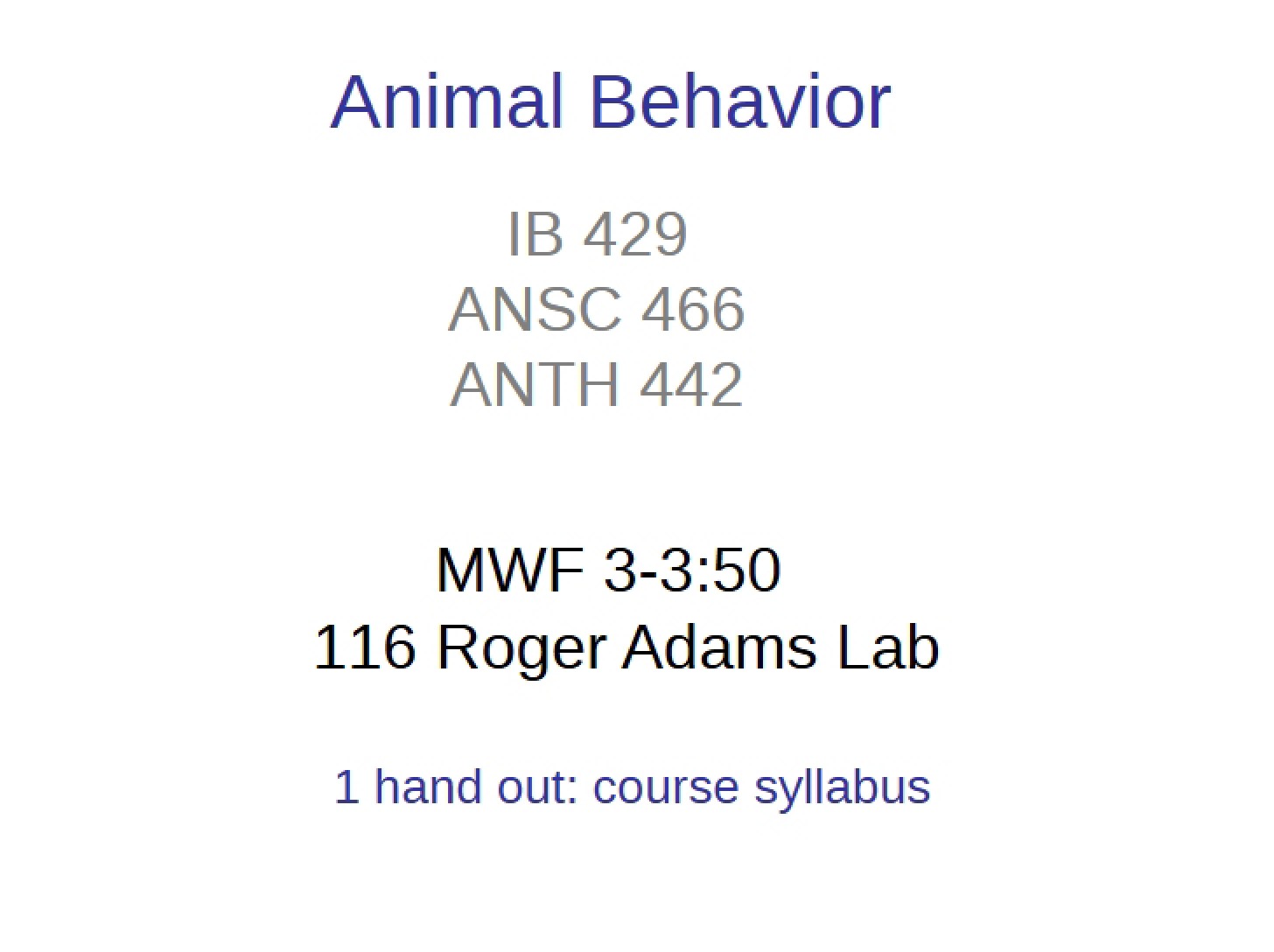 Behavior of Animals