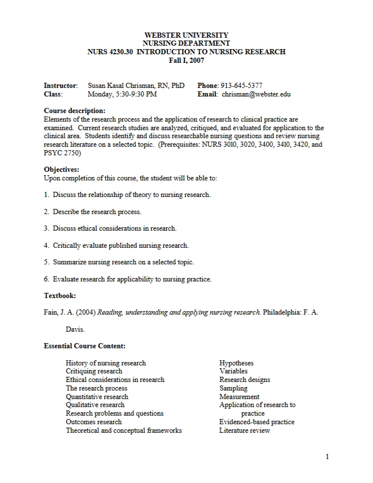 Introduction to Nursing Research (Chrisman)