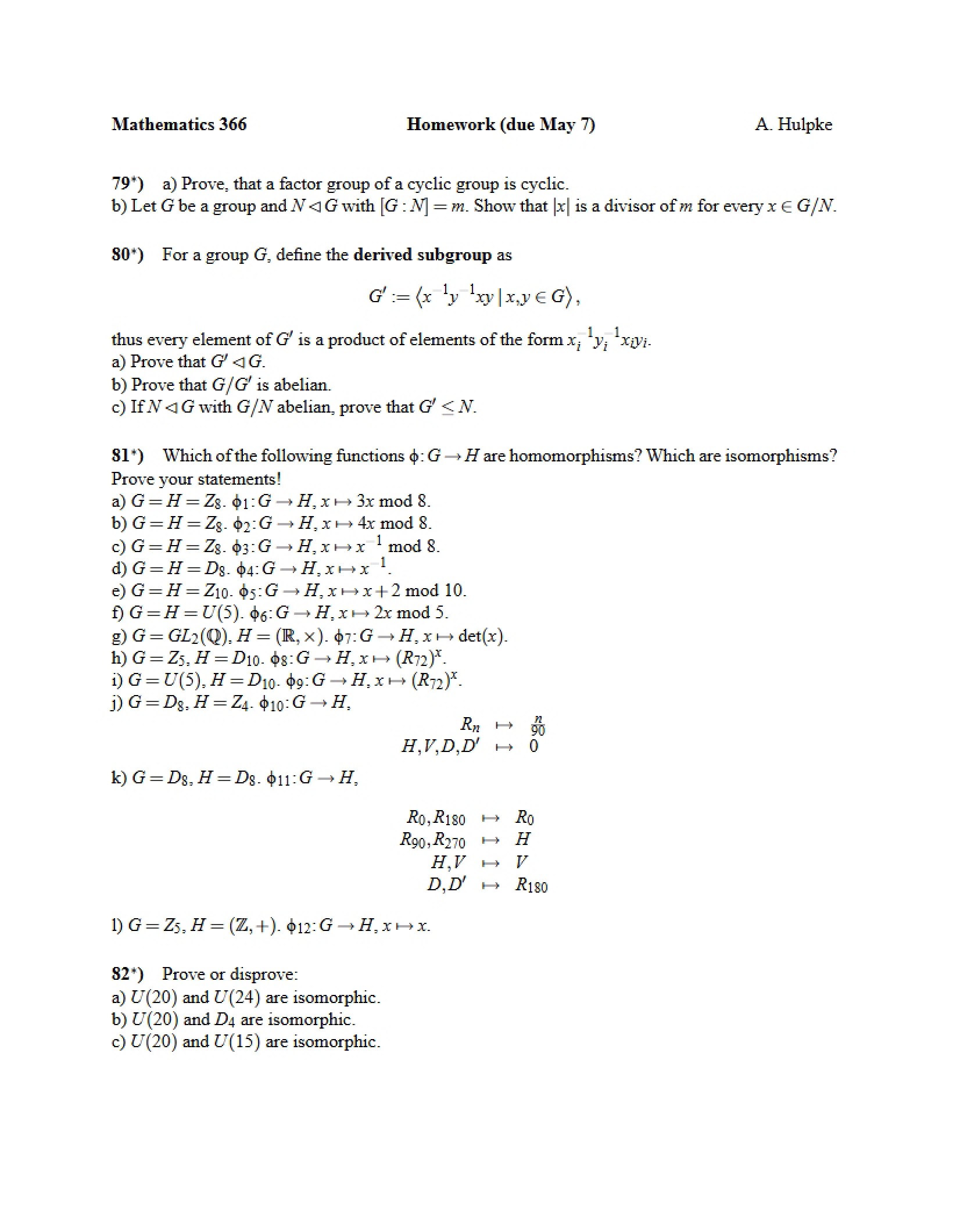 Abstract Algebra Homework
