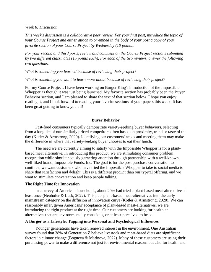 Understanding Buyer Behavior - The Impossible Whopper