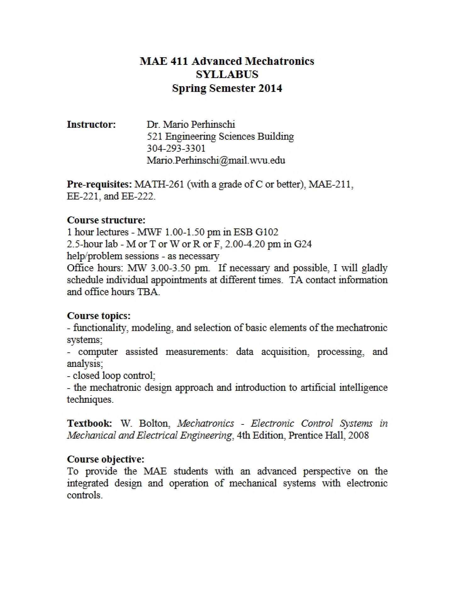 Class Syllabus