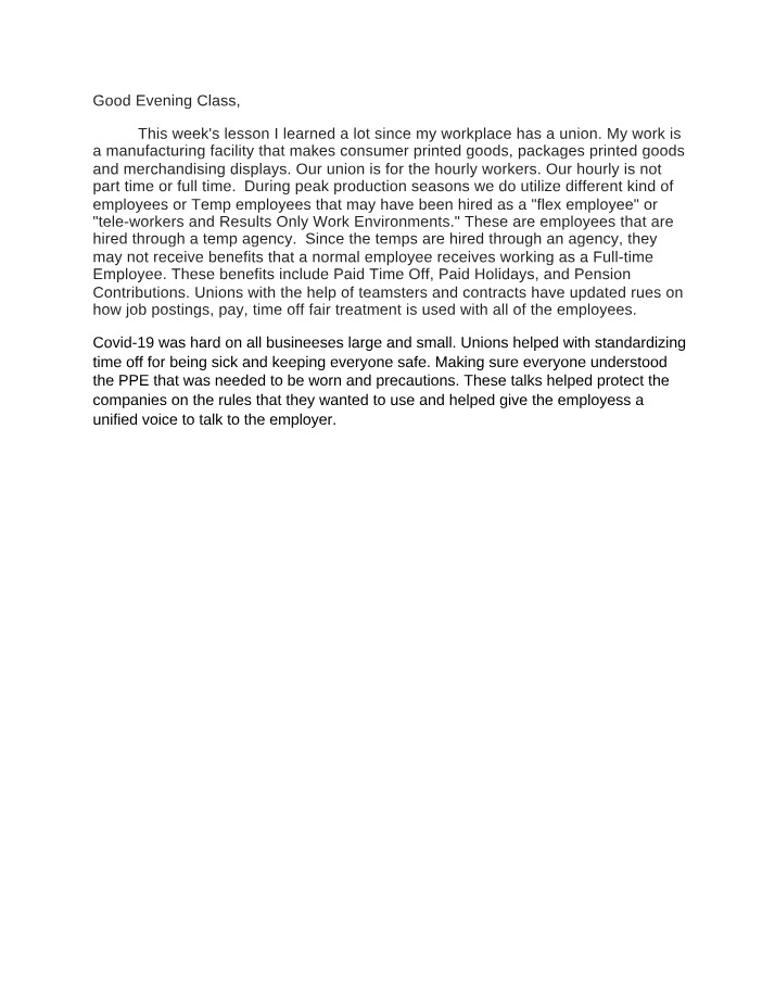 Working with a Union - Employee Benefits and Safety