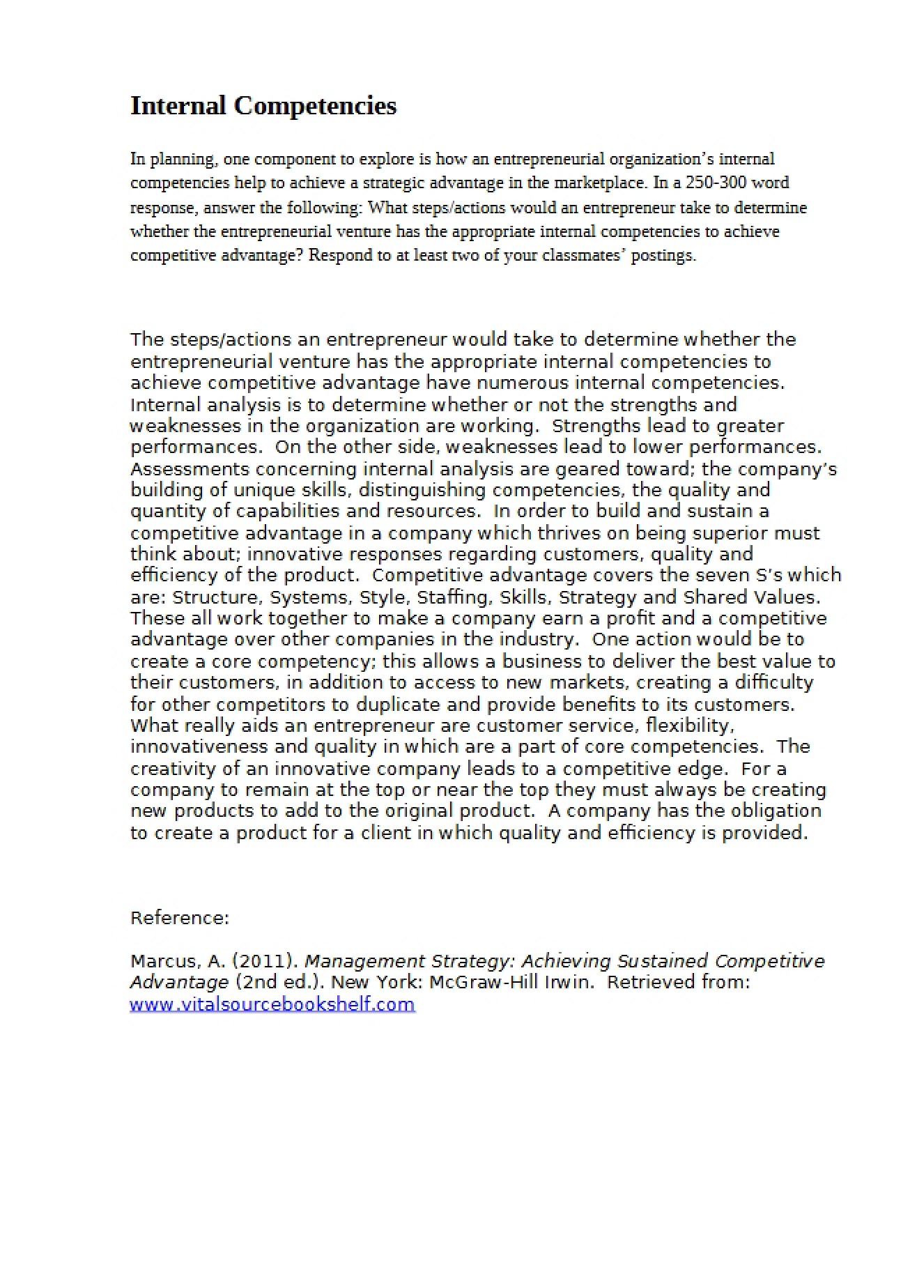 Core Internal Competencies