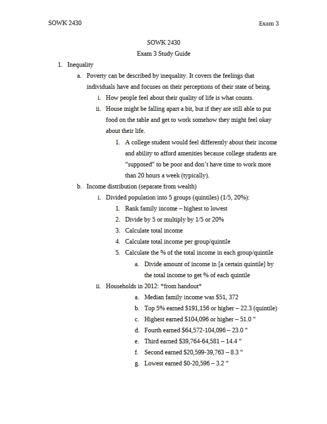 Study Guide for Third Exam