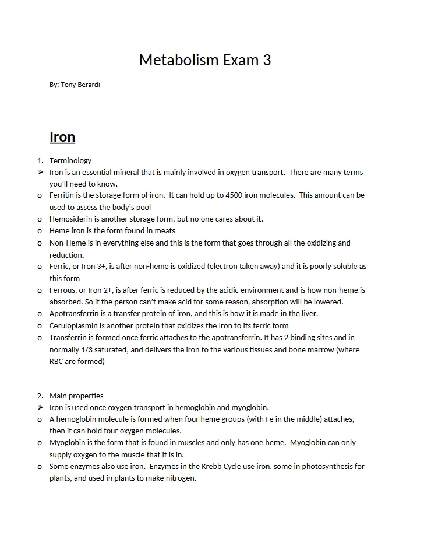 Examination 3 Metabolism