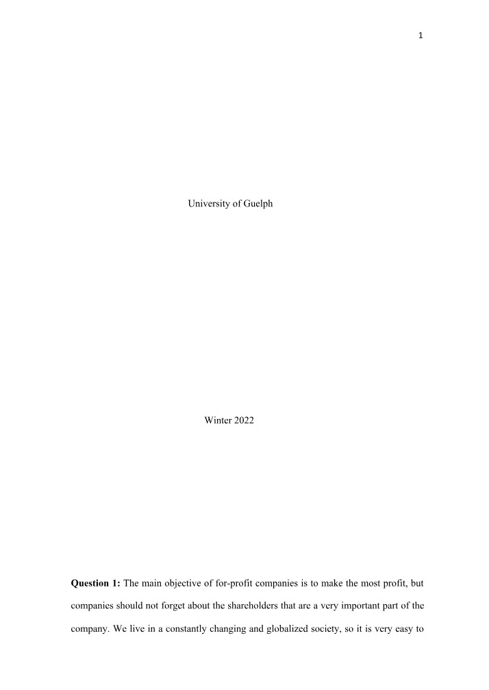 MGMT 3020 Final Exam (Winter 2022)