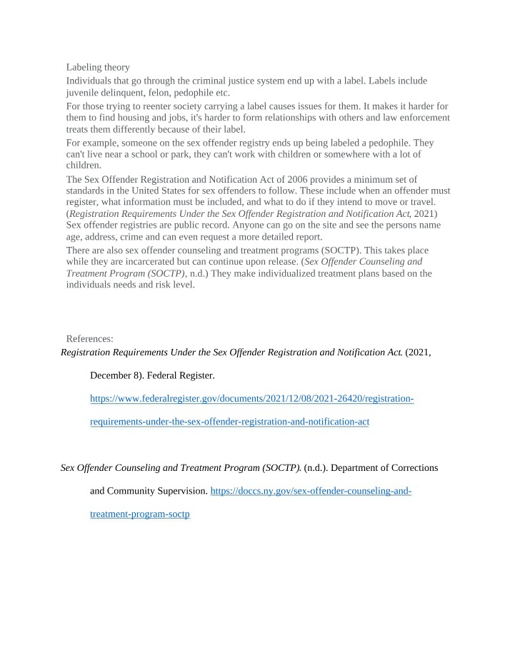 Impacts of Labels on Reentering Society - Labeling Theory