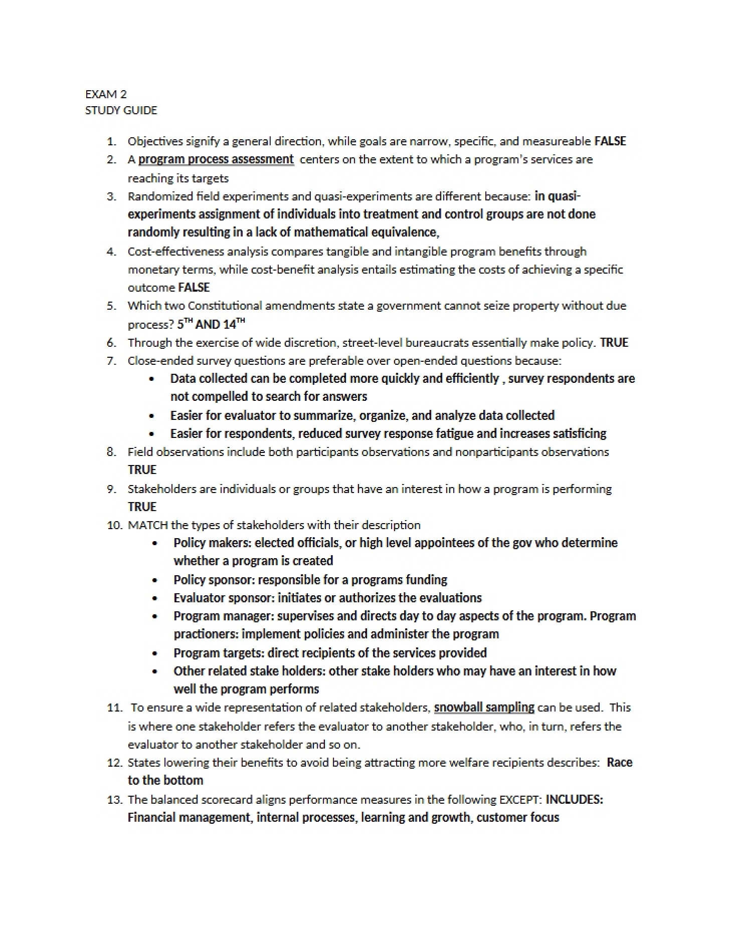 Study Guide for Exam 2