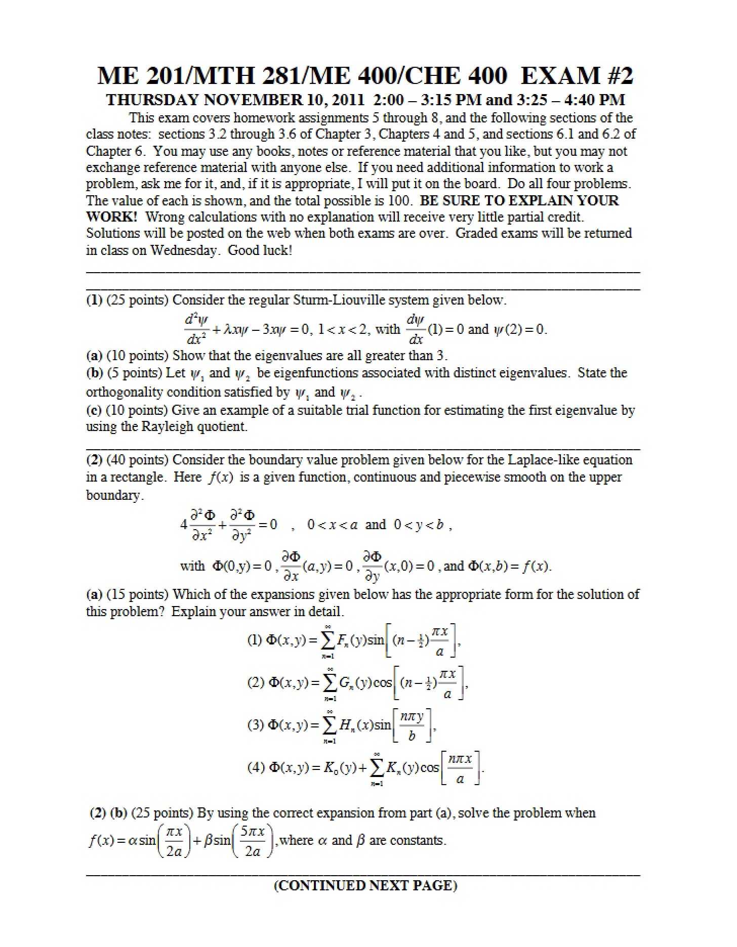 Second Exam (ME 201)