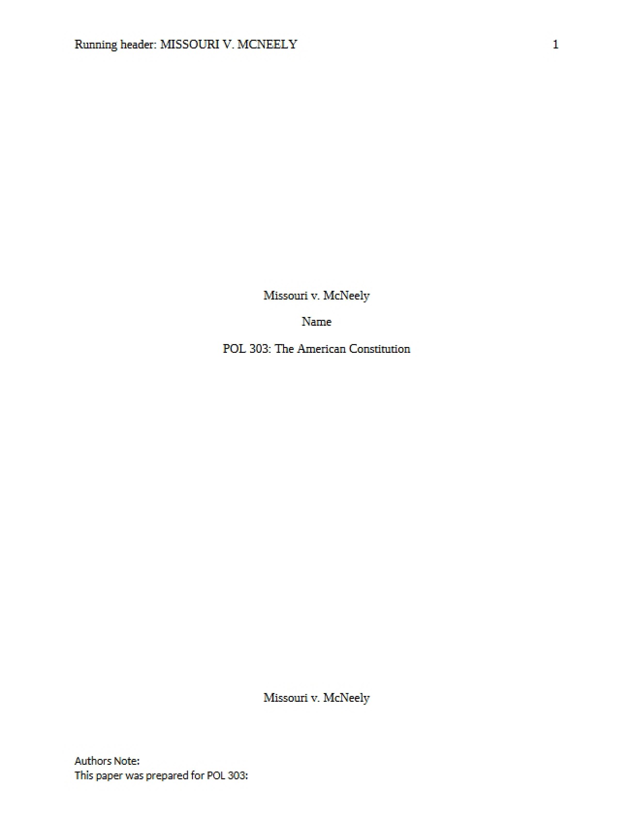 Case Study Missouri v. McNeely