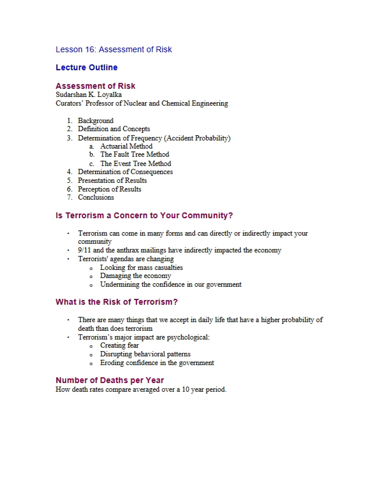 Risk Assessment