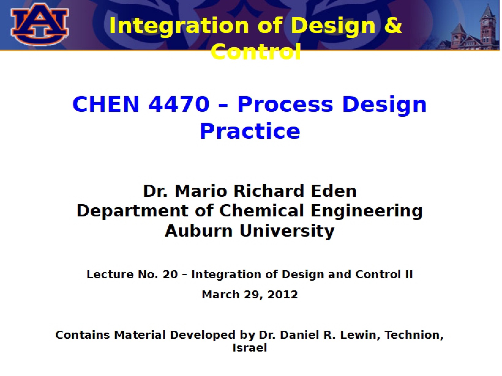 Lecture Twenty Design Practice