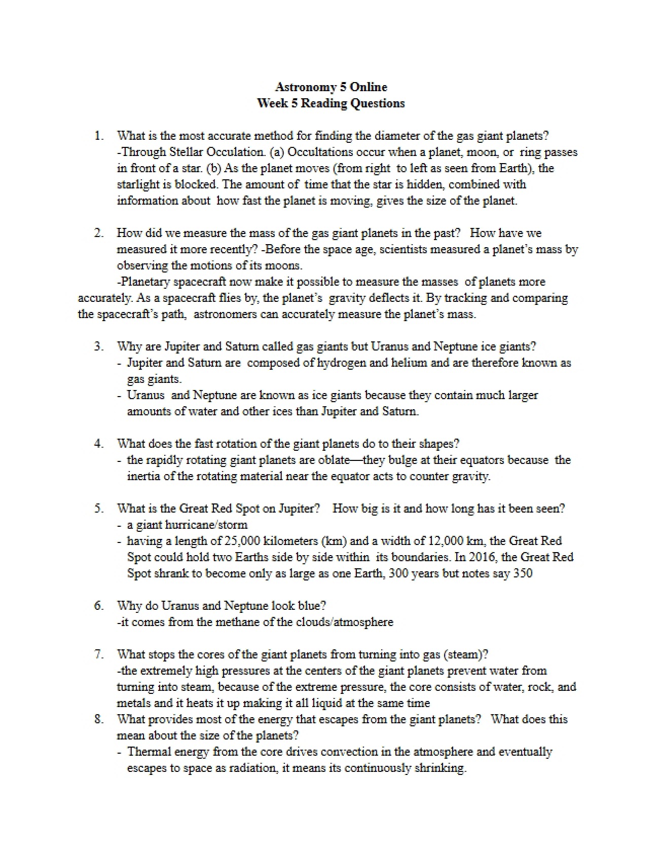 Questions for Reading Week Five