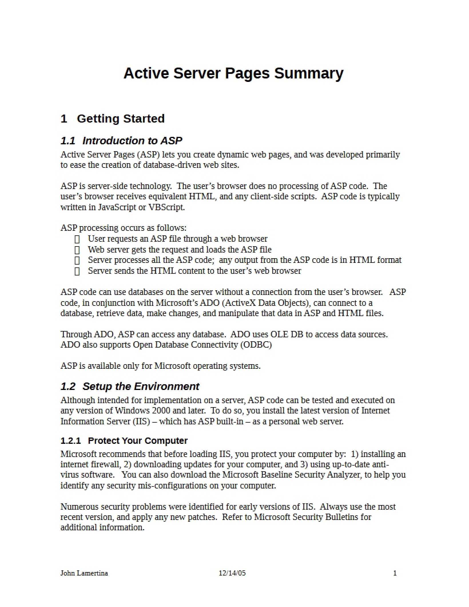Pages for Active Servers
