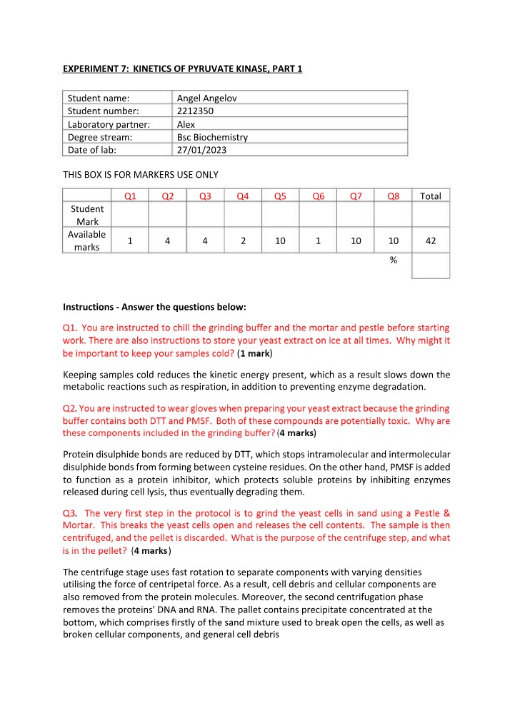 Worksheet for Experiment 7