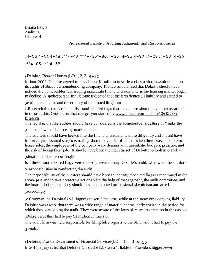 Deloitte Auditing Responsibilities and Judgment