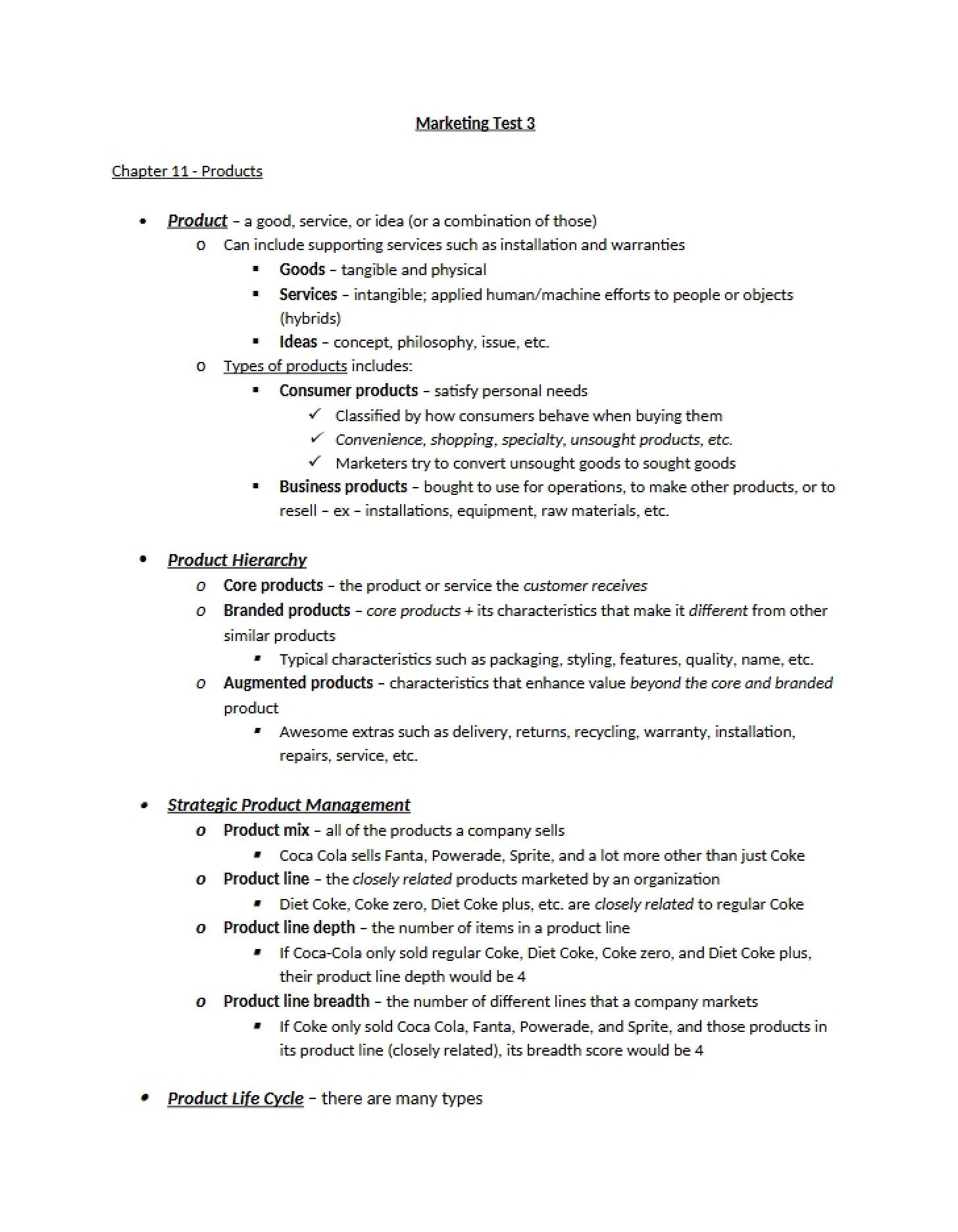 Chapter 11 Products