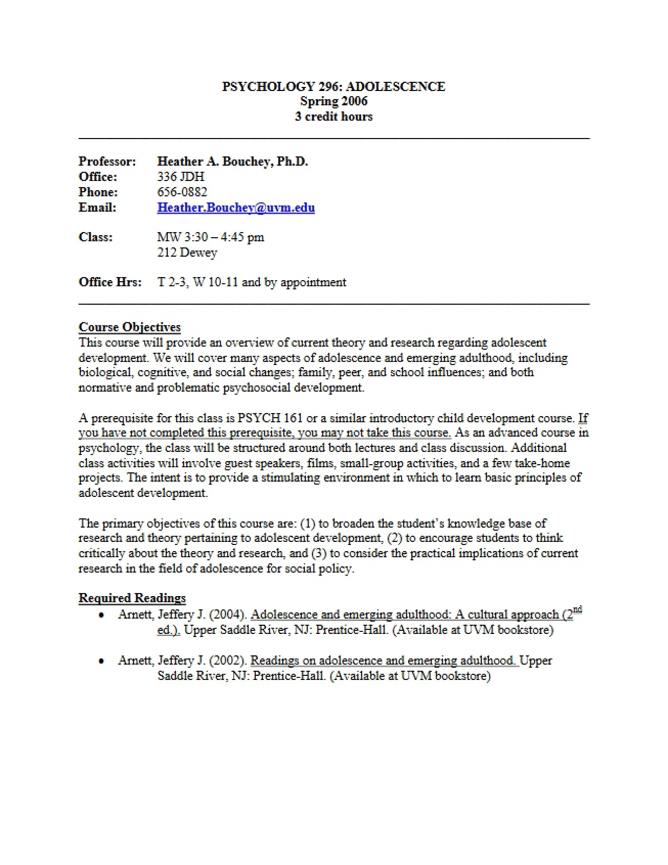 Psychology of Families Syllabus