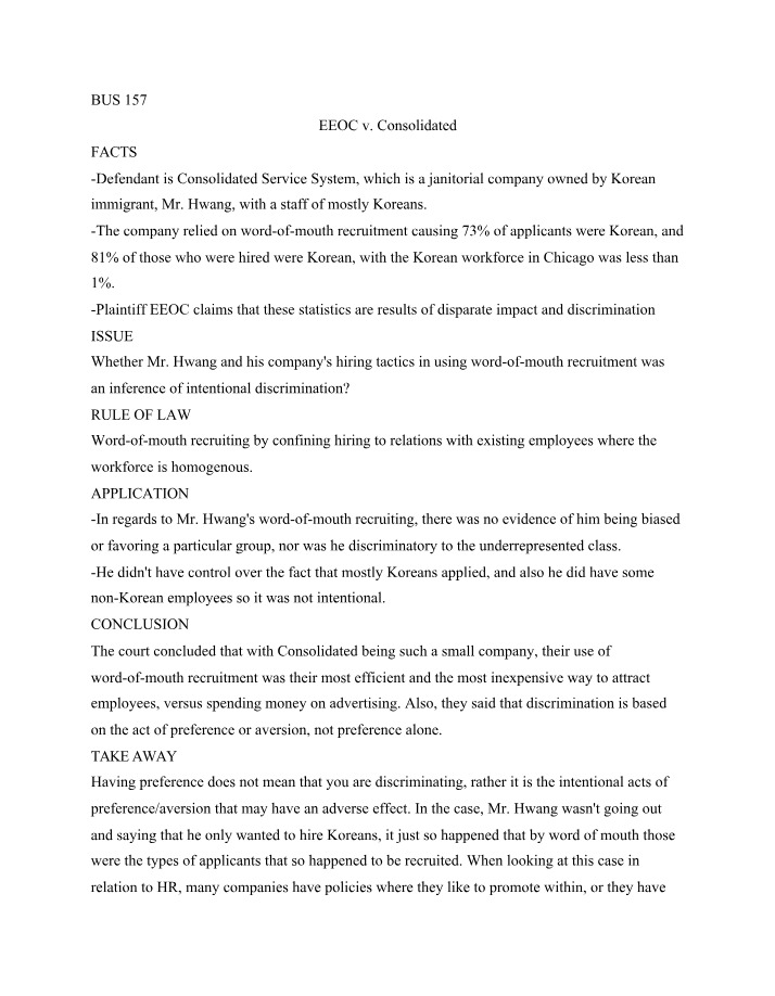 Case Study - EEOC v. Consolidated