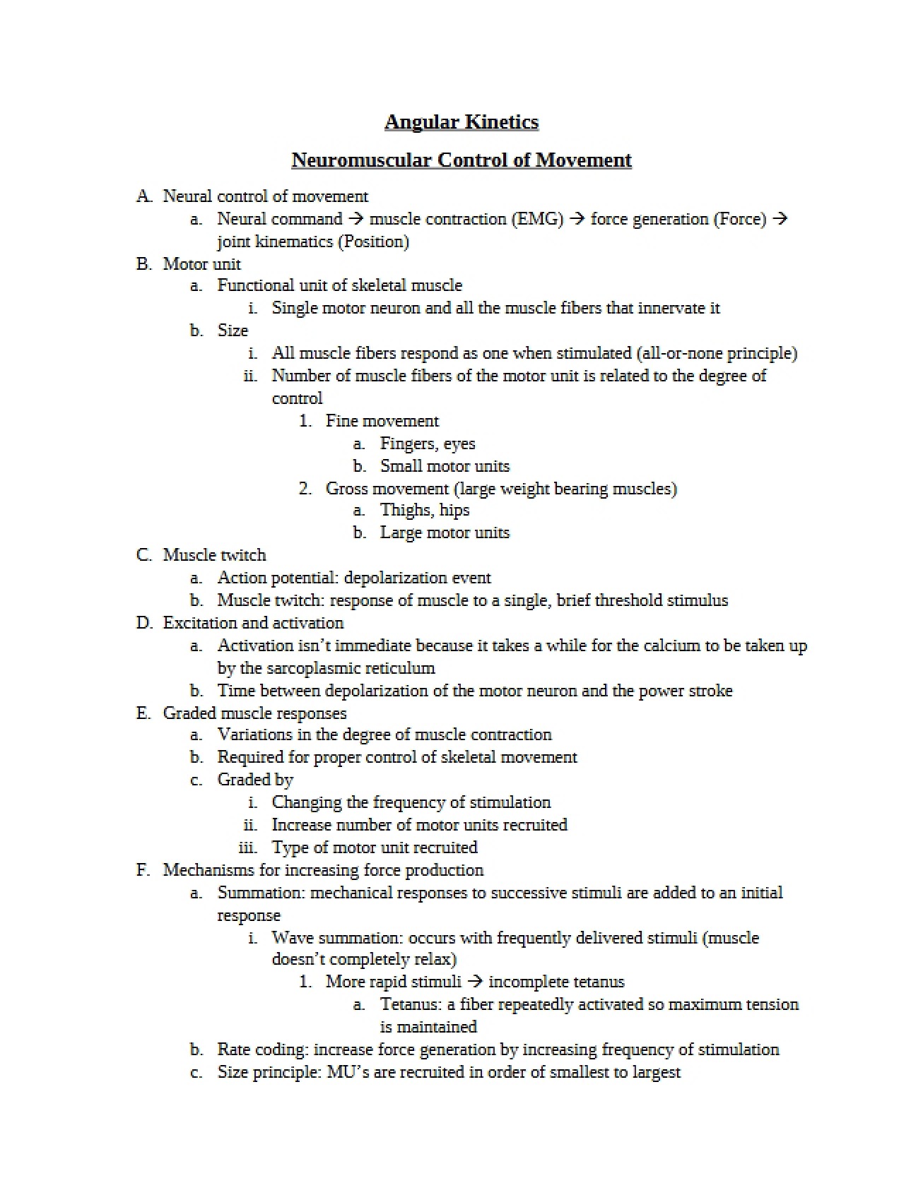 Neuromuscular Coordination and Movement