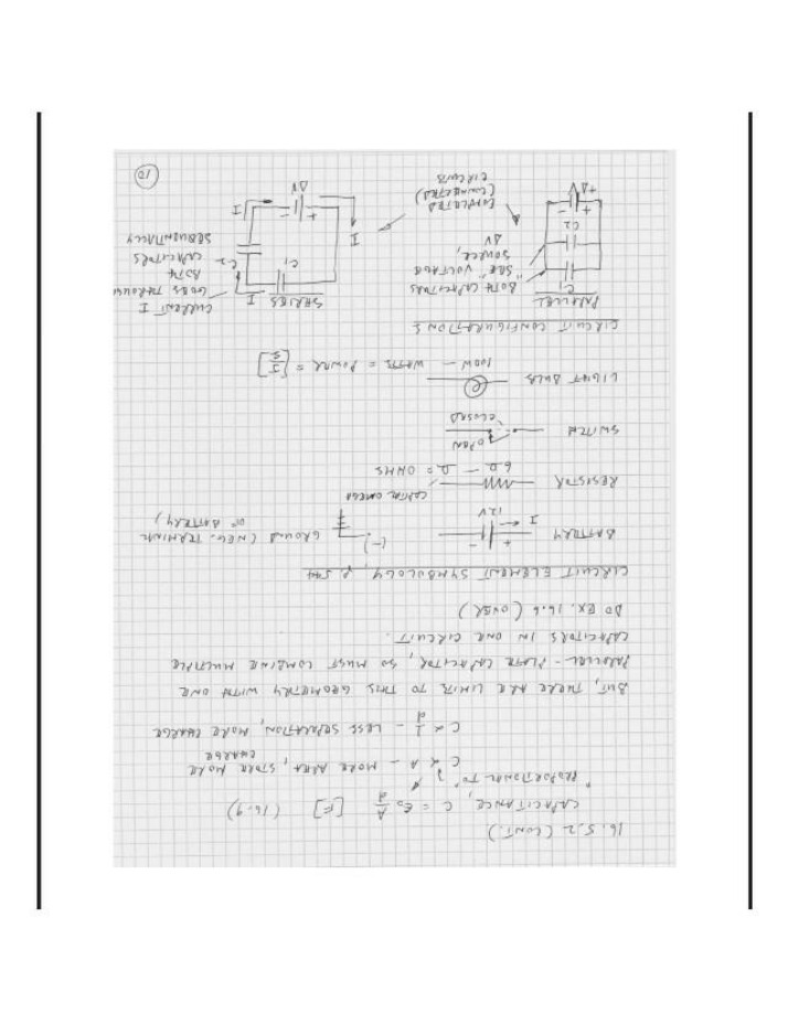 Notes on Circuits and Capacitance