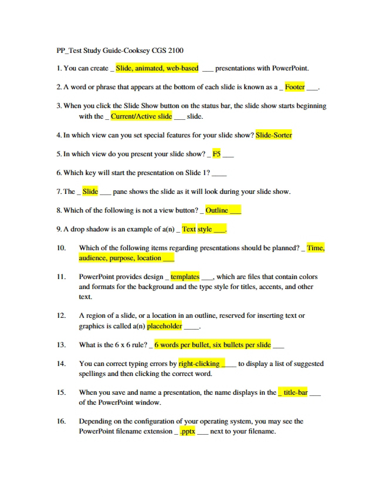 Advanced Study Guide for Microcomputer Applications