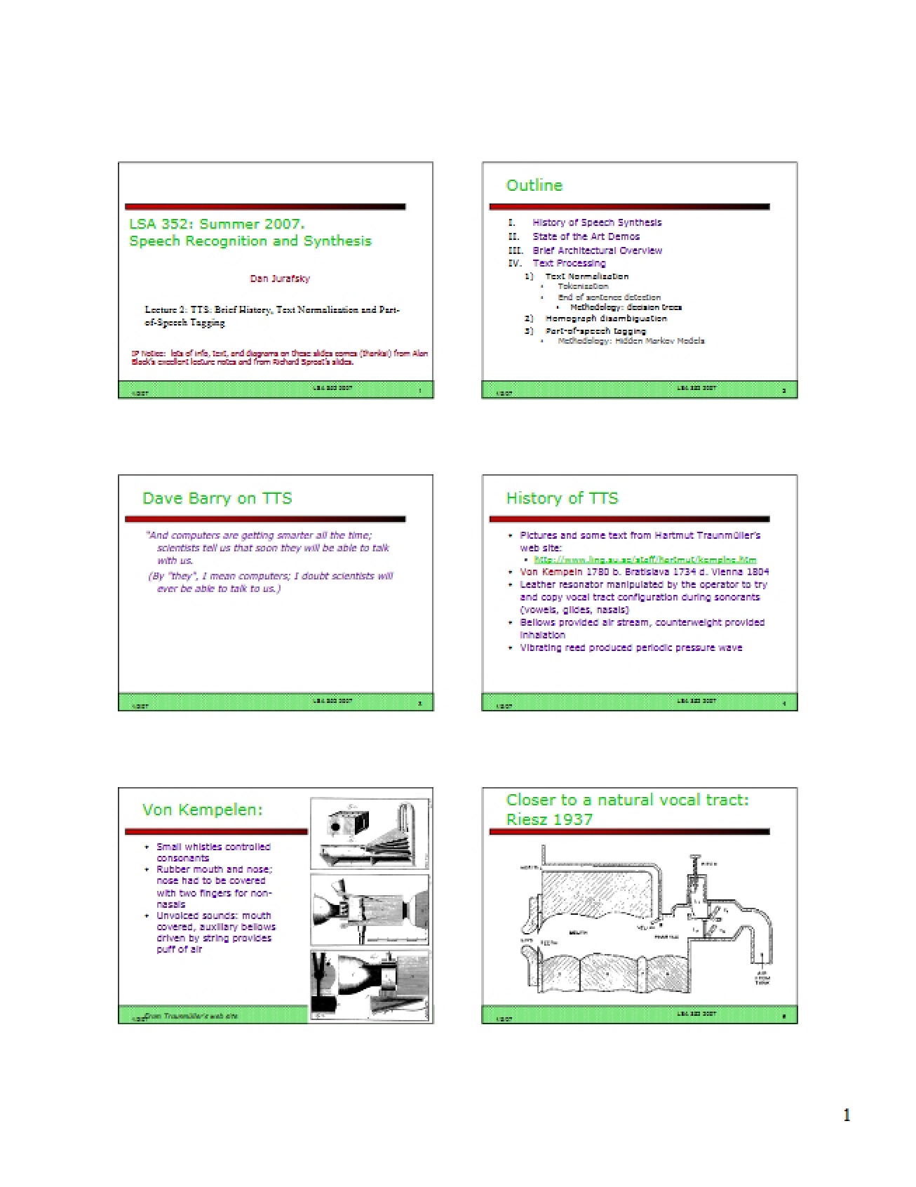 Advanced Notes on Speech Recognition and Synthesis