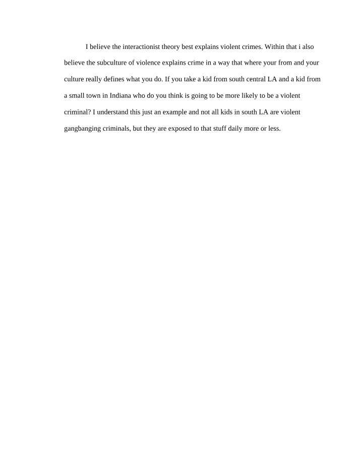 Explaining Violent Crimes Through Interactionist Theory